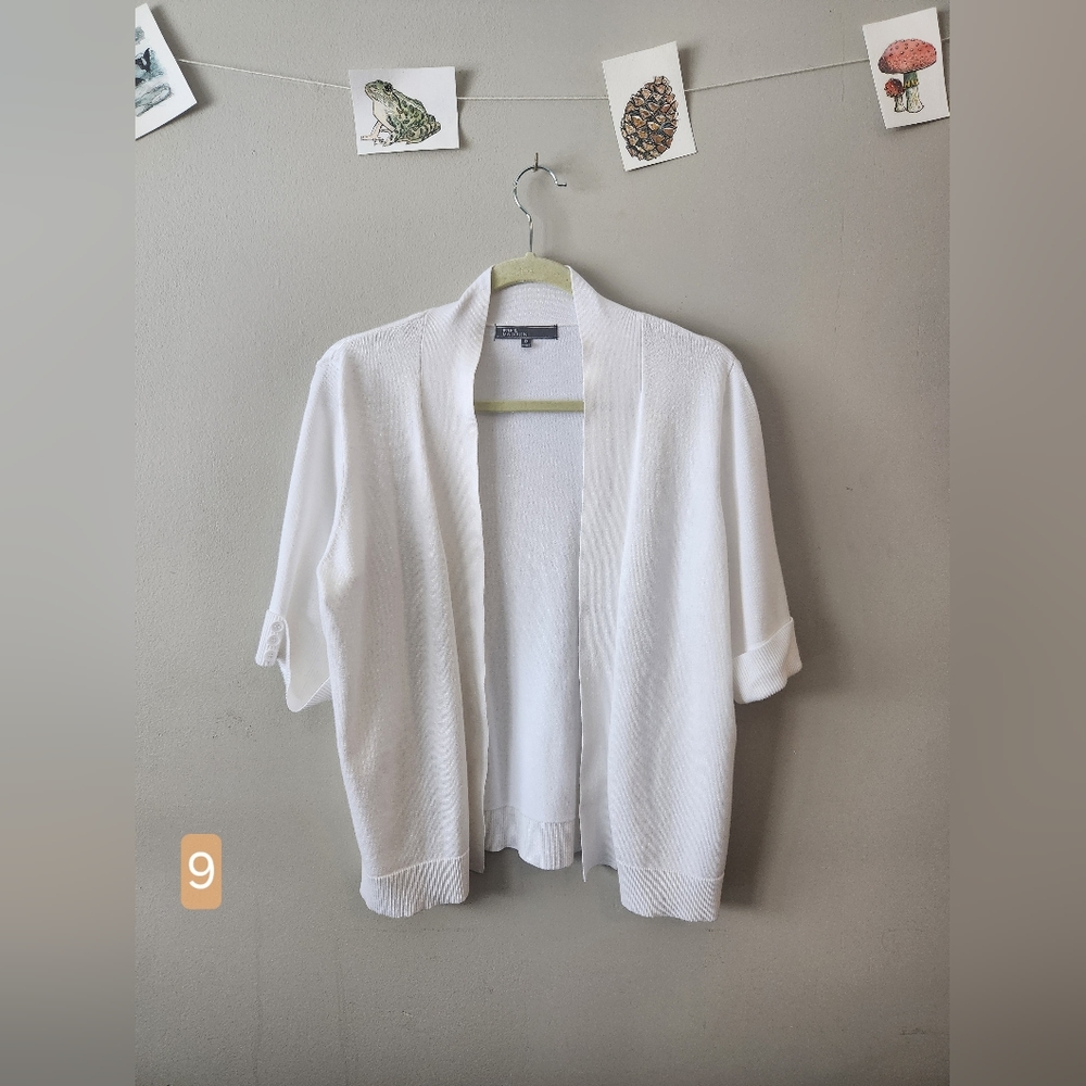 89th & Madison 1x White cowl neck cardigan